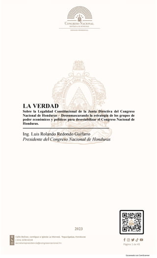 Luis Redondo: Legalidad Junta Directiva Congreso Nacional