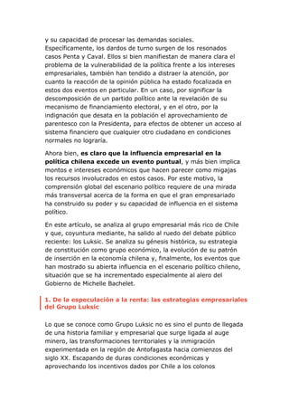 y su capacidad de procesar las demandas sociales.
Específicamente, los dardos de turno surgen de los resonados
casos Penta...