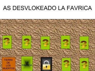 AS DESVLOKEADO LA FAVRICA




 TIERRA
    DE       LA       EL
   LOS    FAVRICA   ESPACIO
MUERTOS
 