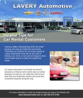 Alliance OH Car Rental Customers Appreciate Lavery Car Rental Helpful Tips