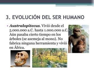 Nos centramos en la Prehistoria
• De la actividad humana durante ese largo
  periodo de tiempo no existen testimonios
  escritos, sólo testimonios arqueológicos.
 