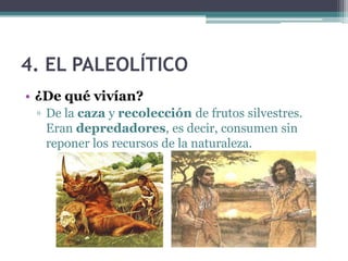 1.2. El proceso de hominización
• Homo Habilis. Primer
  homo. Vivió desde el
  2.500.000 a.C. hasta el
  1.600.000 a.C. Era algo más
  inteligente que el anterior,
  andaba mas erguido. Fue el
  primero en elaborar
  utensilios (de ahí “habilis”),
  con piedras talladas muy
  primitivas (cantos trabajados)
  y se asentó en África.
 