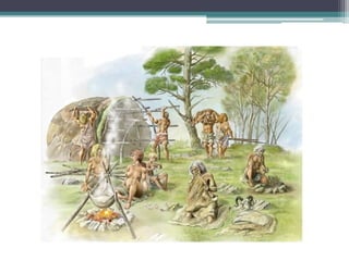 2.1. Economía y sociedad
• Cuando el ser humano llegó
  a zonas frías (Europa, Asia),
  comenzó a coser pieles de
  animales.
• Usaban agujas de hueso y
  tendones de animales.
• Se han encontrado collares.
• Se pintaban el cuerpo con
  tierra roja.
 