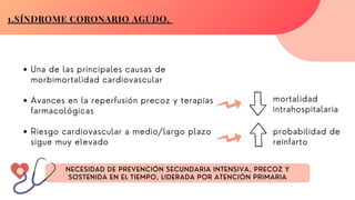 1.SÍNDROME CORONARIO AGUDO.
Una de las principales causas de
morbimortalidad cardiovascular
Avances en la reperfusión prec...