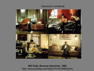 Bill Viola, Reverse television, 1982 http://www.youtube.com/watch?v=4GrIN9m83zw Operazioni concettuali 