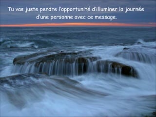 Tu vas juste perdre l’opportunité d’illuminer la journée  d’une personne avec ce message. 