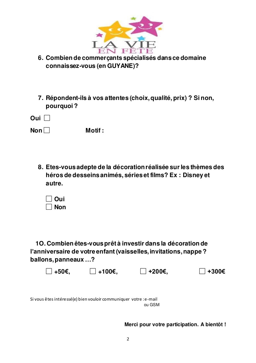 Exemple questionnaire