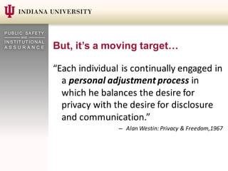 P UB LI C SA FE TY
and
I NSTIT UT IO NAL
A S S U R A N C E But, it’s a moving target…
“Each	individual	is	continually	enga...