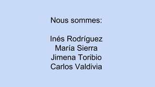 Nous sommes:
Inés Rodríguez
María Sierra
Jimena Toribio
Carlos Valdivia
 