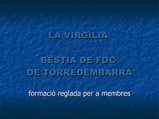 LA VIRGÍLIA  BÈSTIA DE FOC  DE TORREDEMBARRA formació reglada per a membres 