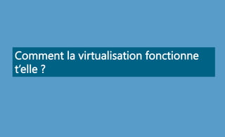 Comment la virtualisation fonctionne
t’elle ?
 