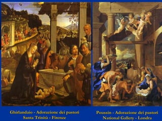 Ghirlandaio - Adorazione dei pastori
Santa Trinità - Firenze

Poussin - Adorazione dei pastori
National Gallery - Londra

 