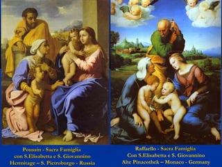 Poussin - Sacra Famiglia
con S.Elisabetta e S. Giovannino
Hermitage – S. Pietroburgo - Russia

Raffaello - Sacra Famiglia
Con S.Elisabetta e S. Giovannino
Alte Pinacothek – Monaco - Germany

 