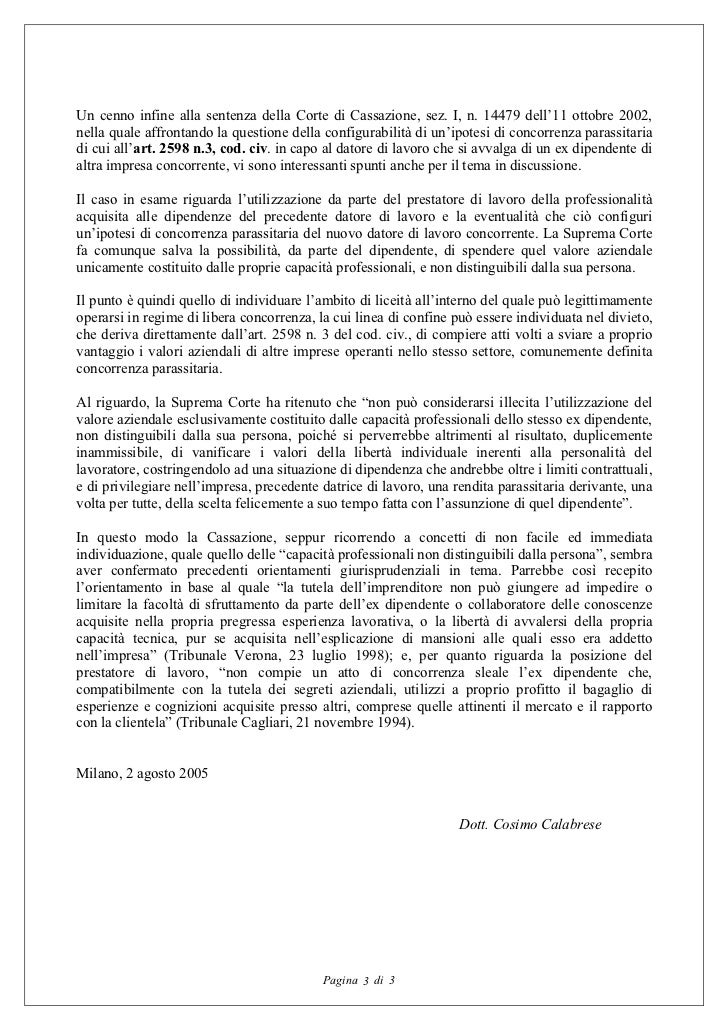 Lavoro Subordinato E Patto Di Non Concorrenza 1