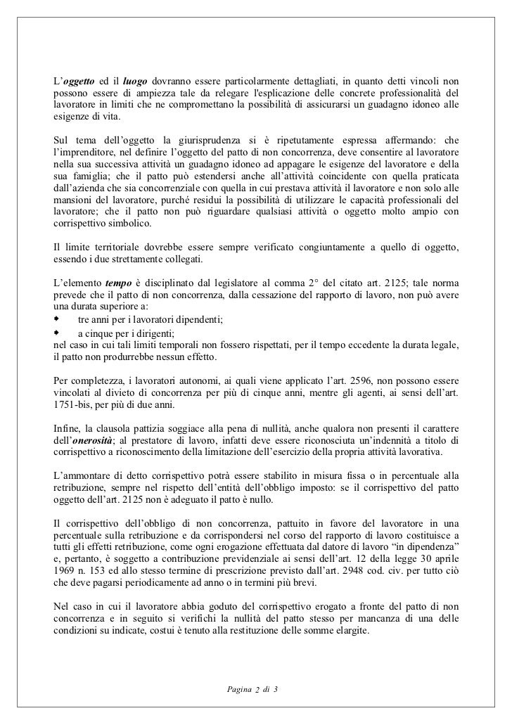 Lavoro subordinatoepattodinonconcorrenza