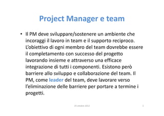 Supporto Project Manager Lavoro in team - leadership | PDF