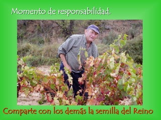 Momento de responsabilidad.
Comparte con los demás la semilla del Reino
 