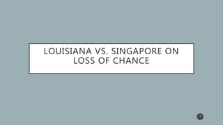 LOUISIANA VS. SINGAPORE ON
LOSS OF CHANCE
1
 