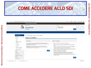 COME ACCEDERE ALLO SDI
Avv.EdoardoFerraro-Avv.PasqualeOrrico
MovimentoForensePadova-MovimentoForenseMilano
 