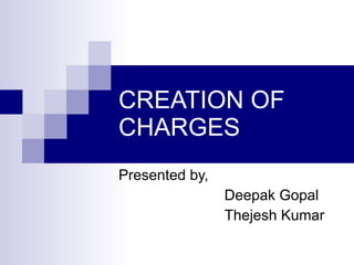 CREATION OF CHARGES Presented by, Deepak Gopal Thejesh Kumar 