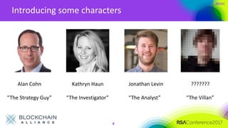 #RSAC
Introducing some characters
4
Alan Cohn
“The Strategy Guy”
Kathryn Haun
“The Investigator”
Jonathan Levin
“The Analyst”
???????
“The Villan”
 