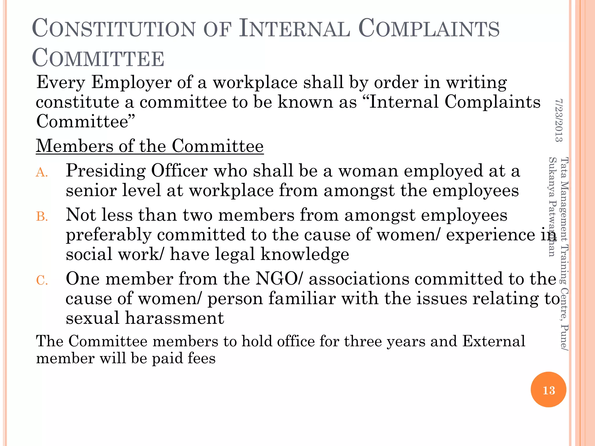 Indian Law on Sexual Harassment of Women at Workplace - 2013 | PDF