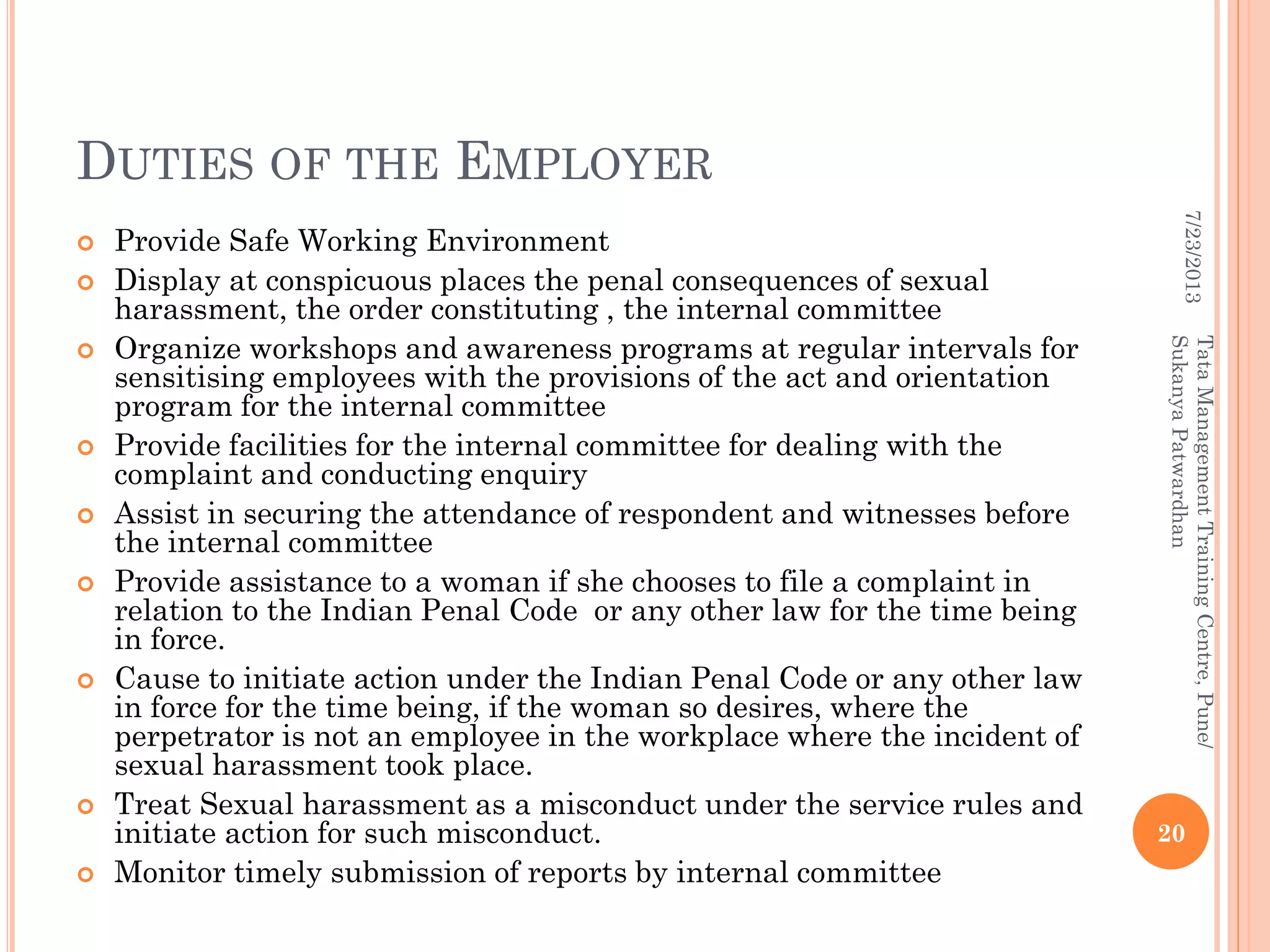 Indian Law on Sexual Harassment of Women at Workplace - 2013 | PDF