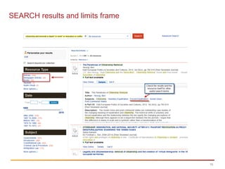 16
SEARCH results and limits frame
 