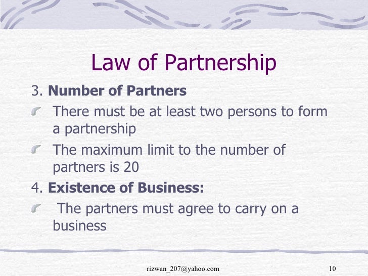 Business Law, Law of partnership
