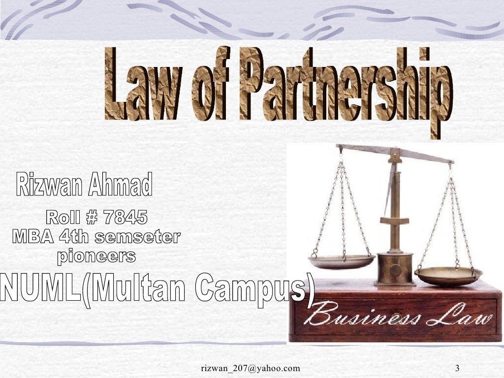 Business Law, Law of partnership