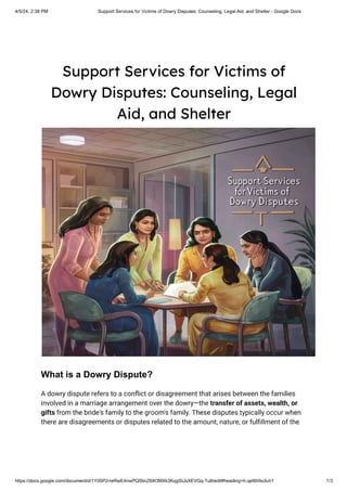 Support services for victims of dowry Disputes