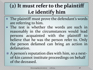 LAW245 Defamation powerpoint notes for uitm students | PPTX