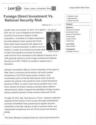 Foreign Direct Investment vs. National Security Risk