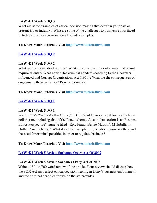 Law 421 entire course essay examples image