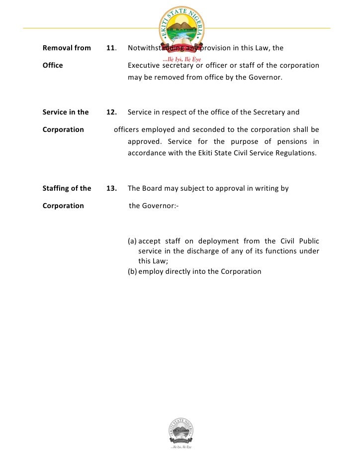 Ekiti State Public Works Corporation Law
