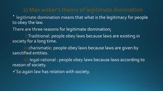2) Max weber’s theory of legitimate domination
i)
ii)
iii)
 