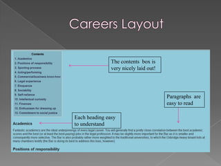 The contents box is
               very nicely laid out!




                                       Paragraphs are
                                       easy to read

Each heading easy
to understand
 