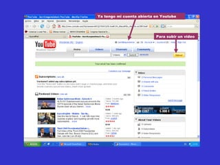 Ya tengo mi cuenta abierta en Youtube Para subir un vídeo 