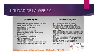 UTILIDAD DE LA WEB 2.0 
