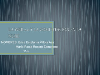 NOMBRES: Erica Estefanía Villota Aza
María Paula Rosero Zambrano
11-2
 