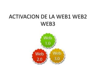 ACTIVACION DE LA WEB1 WEB2
WEB3
 
