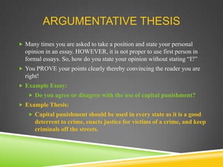 How can you turn this question into the first part of your thesis statement?