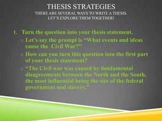 A thesis statement does NOT simply state a fact nor does it include all of the facts that will be used to prove the argument.Let’s Take a lookSound Thesis Statement	Poor Thesis StatementExercise is beneficial to all because it helps to increase muscle mass, gives the body more energy,  and releases endorphins which help us to stay positive. I like exercise because it is fun.Why should you exercise? Because it’s fun!In this essay I am going to explain why you should exercise.Exercise helps you to keep your weight down and to have more energy and to stay fit so everyone should exercise every day. 