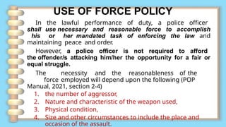 Reasonable Force Examples LAW ENFORCEMENT OPERATIONS AND PLANNING W CRIME MAPPING.pptx
