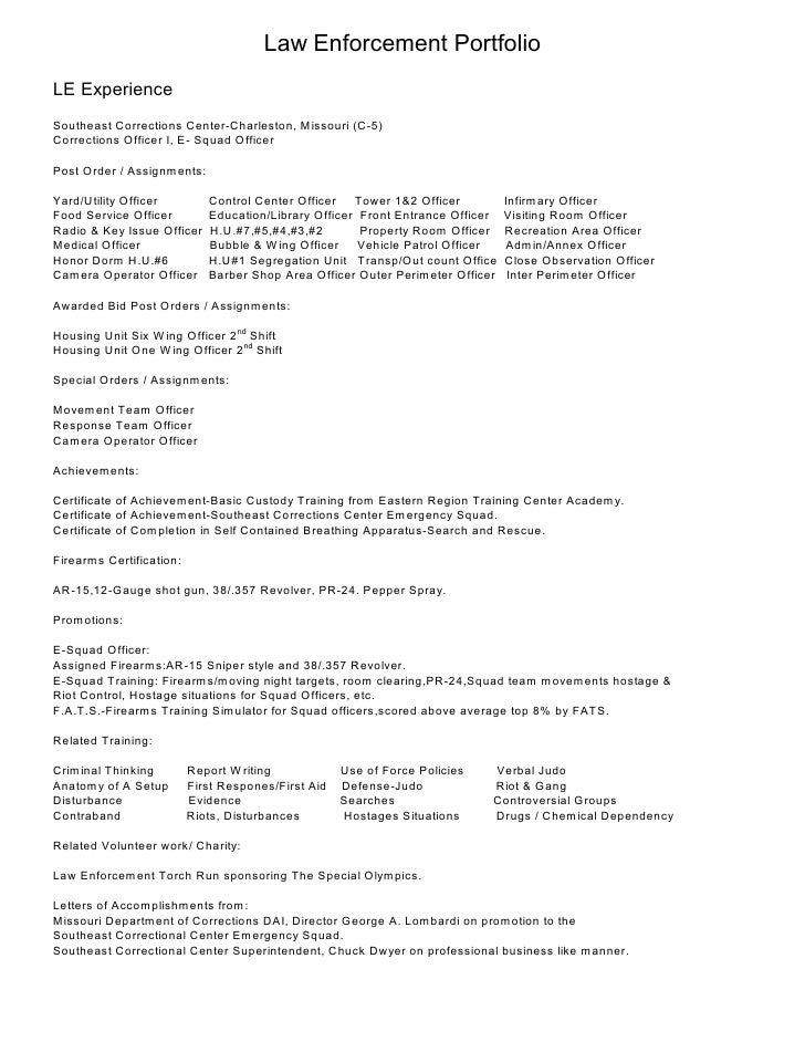 Law Enforcement Portfolio Le Experience Southeast Corrections