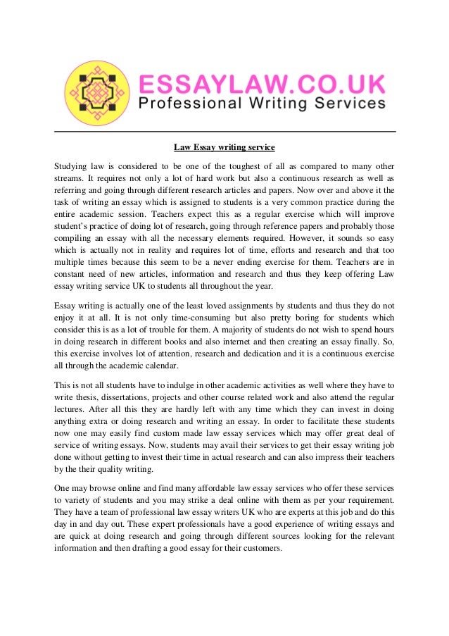 Good essay writing service law