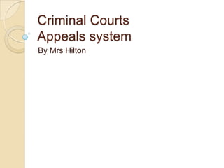 Criminal Courts
Appeals system
By Mrs Hilton
 