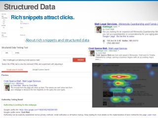 Structured Data
Rich snippets attract clicks.

About rich snippets and structured data

 