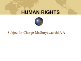 HUMAN RIGHTS
Subject In-Charge-Mr.Suryawanshi AA
 