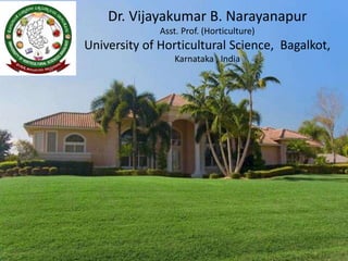 1
Dr. Vijayakumar B. Narayanapur
Asst. Prof. (Horticulture)
University of Horticultural Science, Bagalkot,
Karnataka , India
 